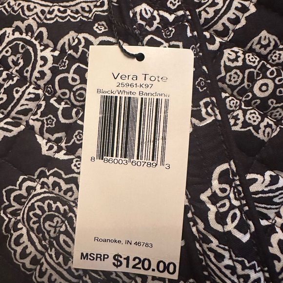 Vera Bradley Black and White Paisley Tote - Picture 2 of 2